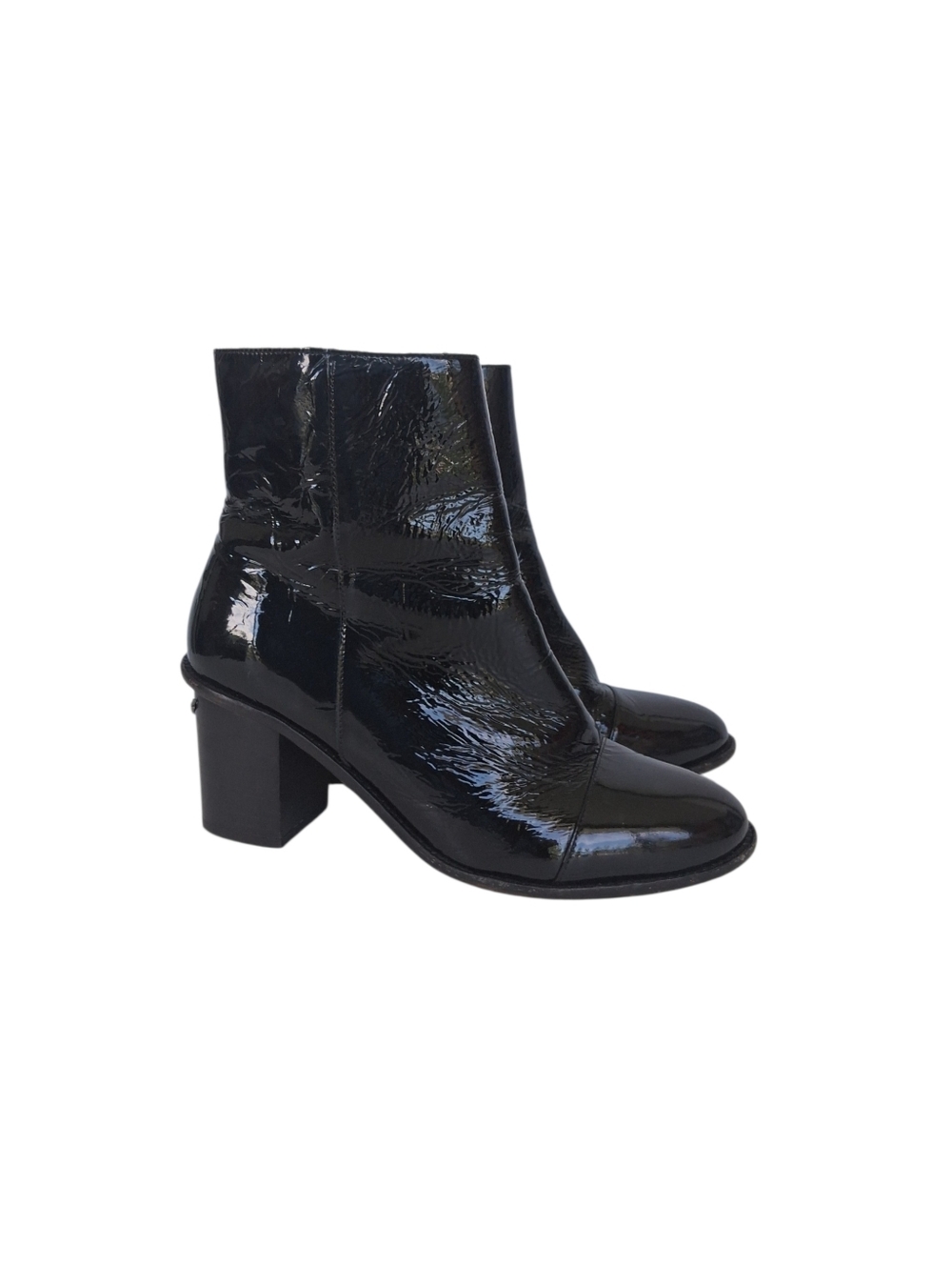 Zadig & Voltaire Lena Wrinkle Patent Leather Boots Womens Size 8 Black - Picture 10 of 13